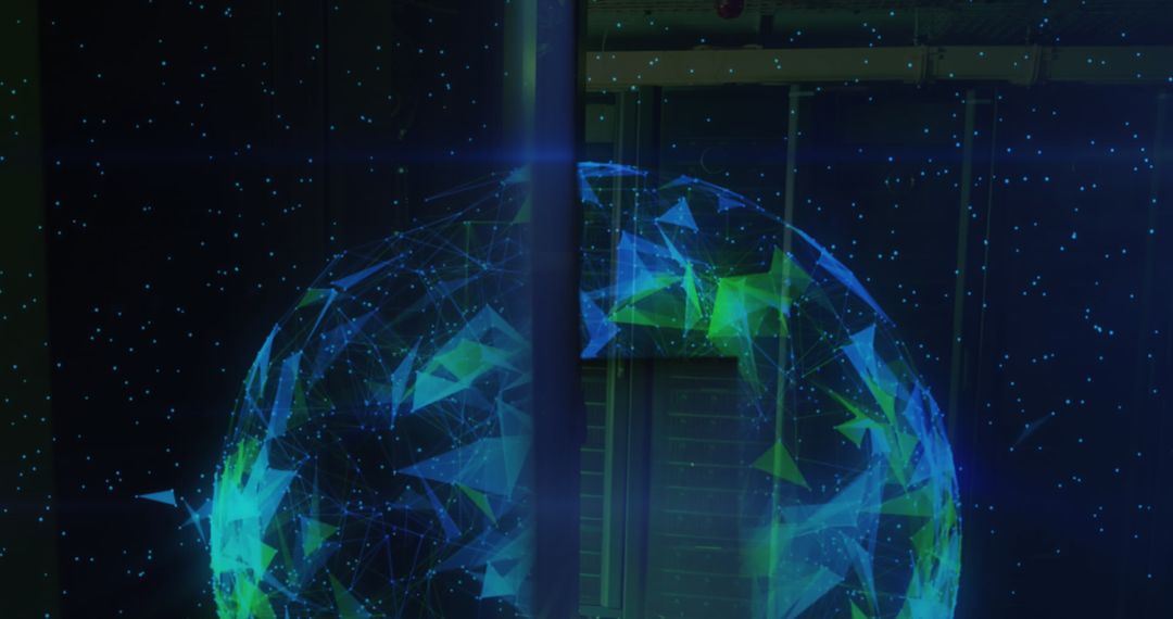 Innovative Digital Globe Over Modern Server Room