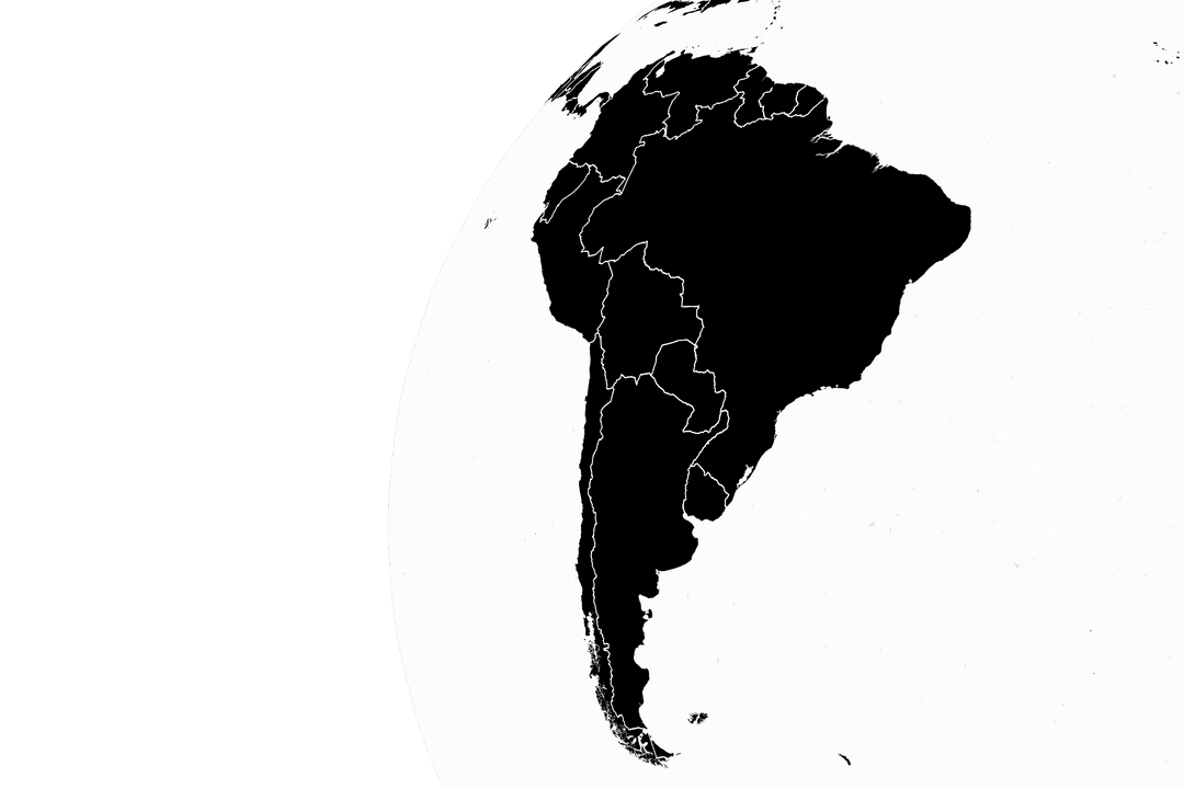 South America Continent Globe Map with Transparent Background