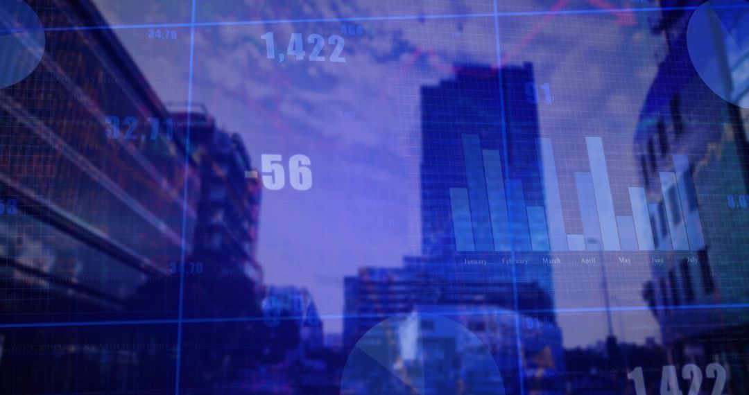 Futuristic Financial Data Overlay on Urban Street