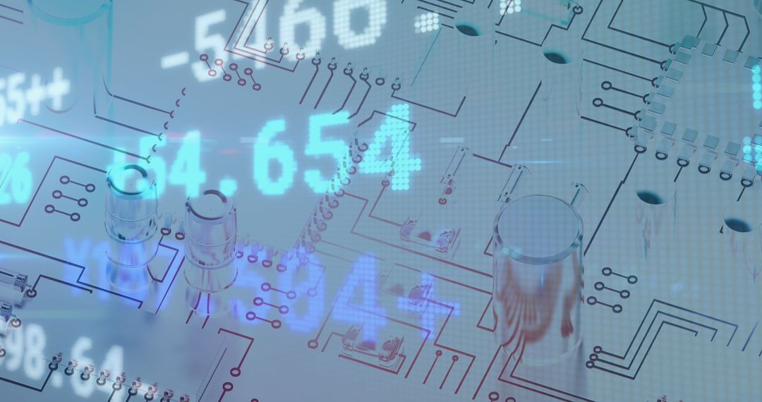 Stock Market Data Overlay on Circuit Board