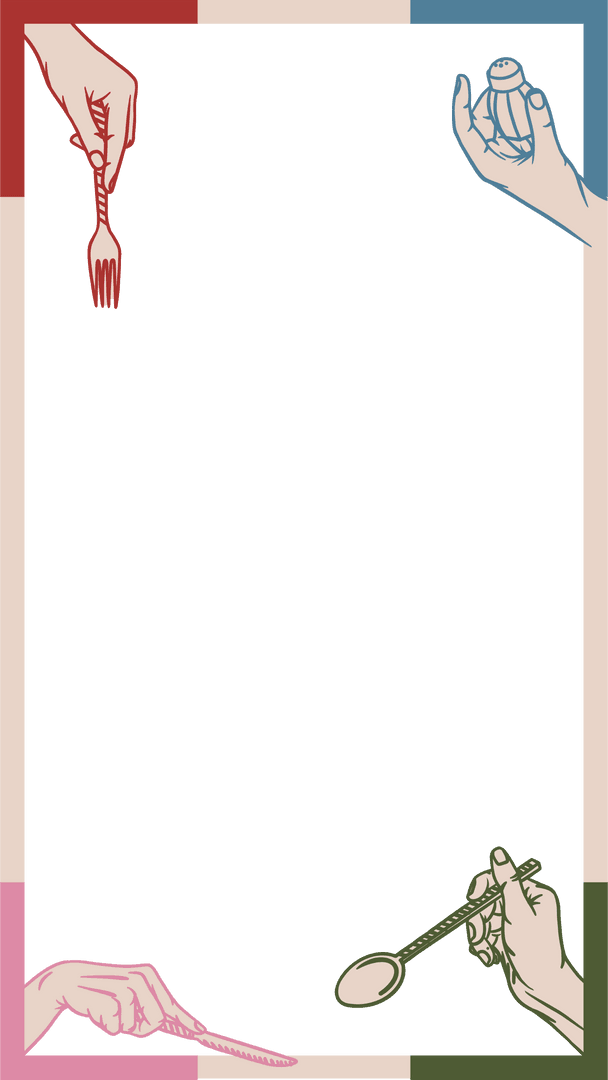 Hands Holding Dining Utensils Framing Empty Menu Space Transparent Design