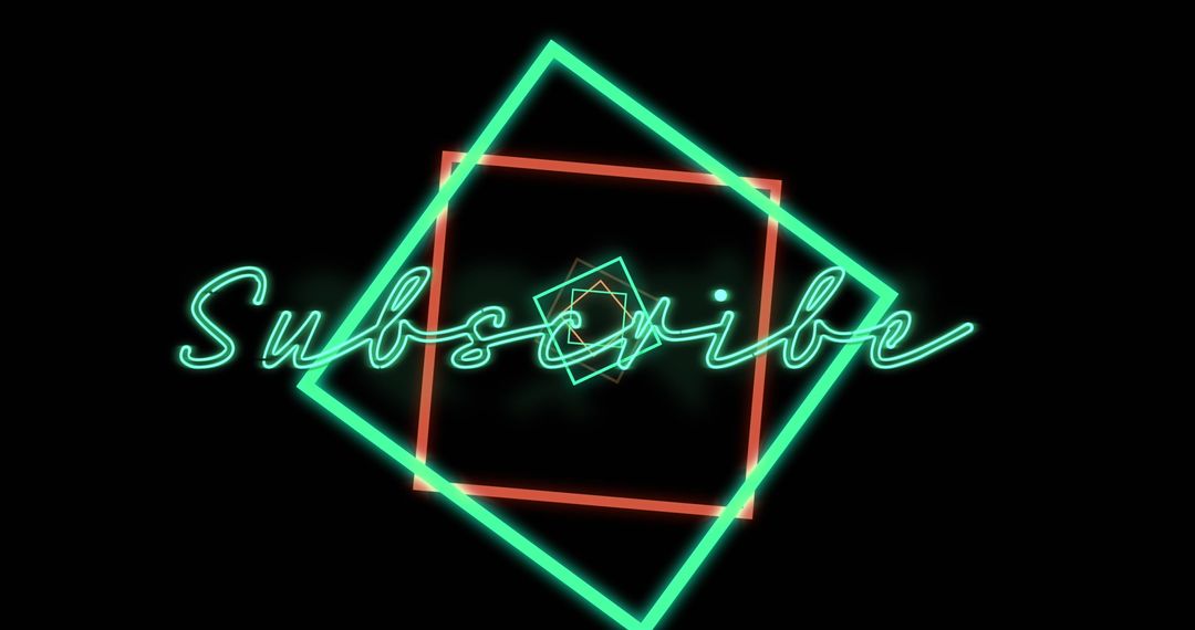 Retro Futuristic Subscribe Neon Text over Geometric Shapes