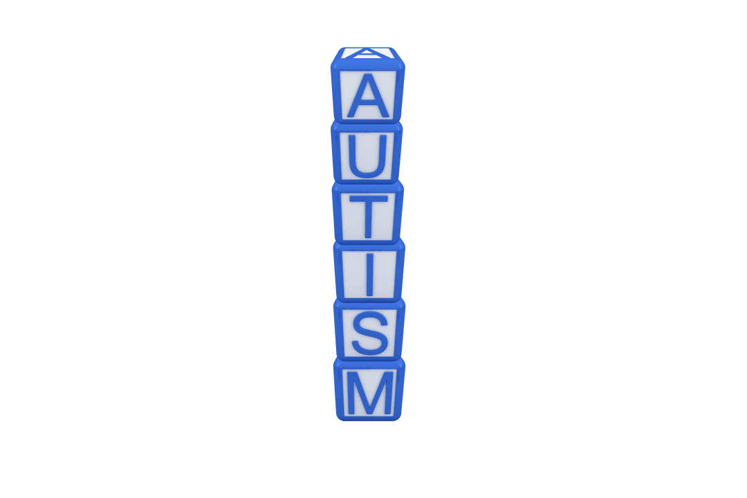 Stacked Autism Text Cubes on Transparent Background
