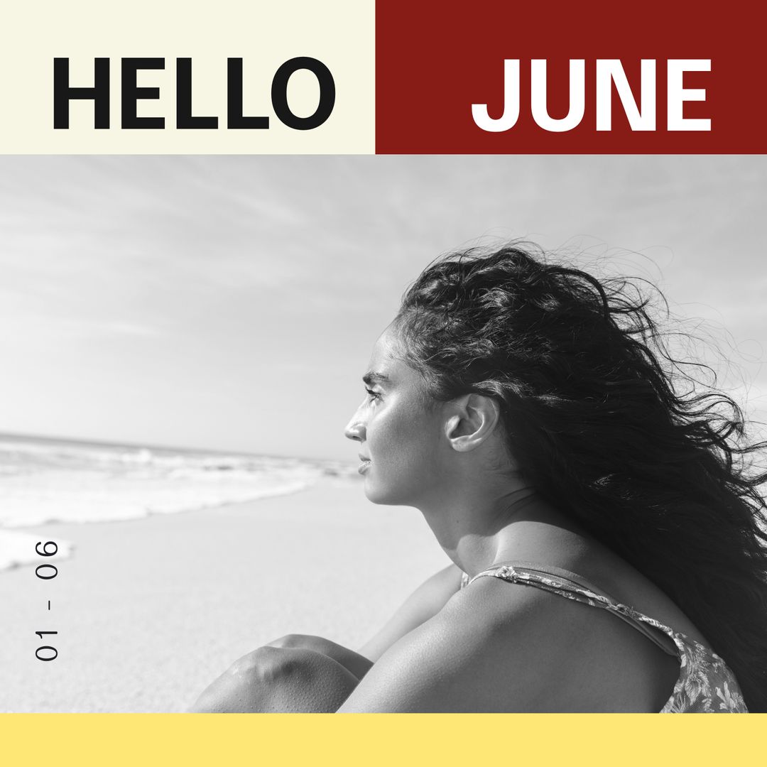 Woman Enjoying Tranquil Seaside in June