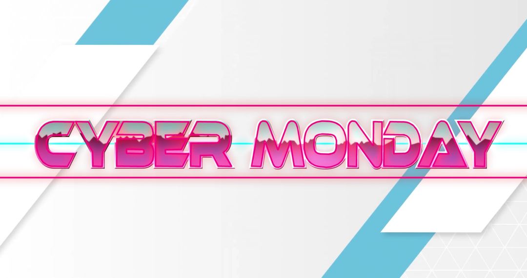 Neon Pink Cyber Monday Banner with Retro Futuristic Typography and Cyan Glow Line