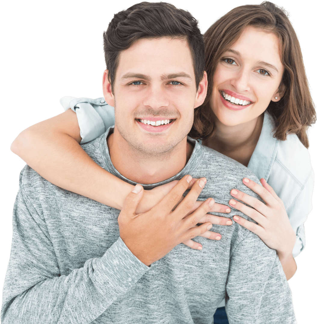 Happy Couple Embracing with Smiles Transparent Background
