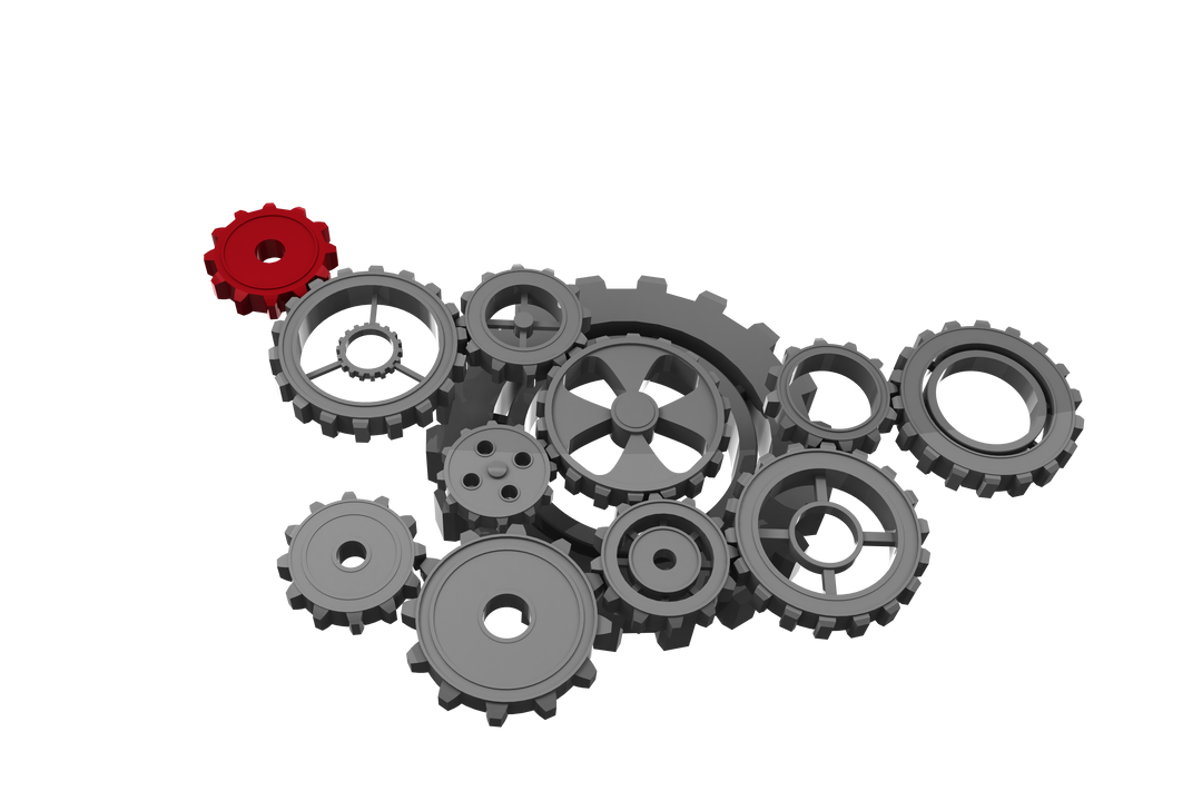 Grey and Red Cogs on Transparent Background Illustrating Engineering - Download Free Stock Images Pikwizard.com