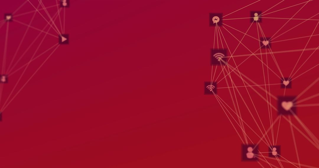 Abstract Digital Network Connections on Red Background