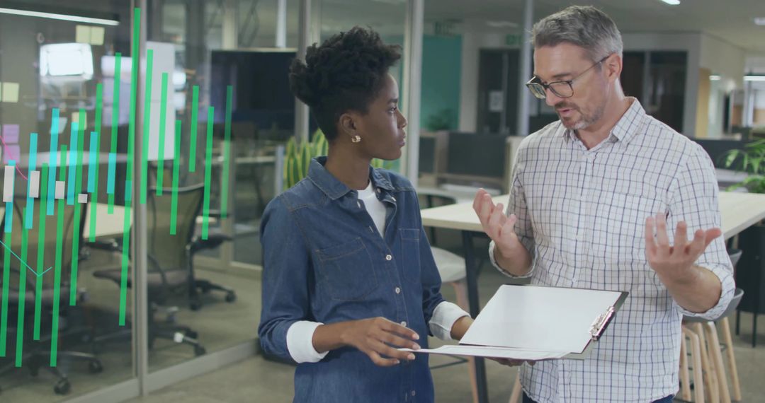 Diverse Professionals Discussing Data Innovation in Open Office