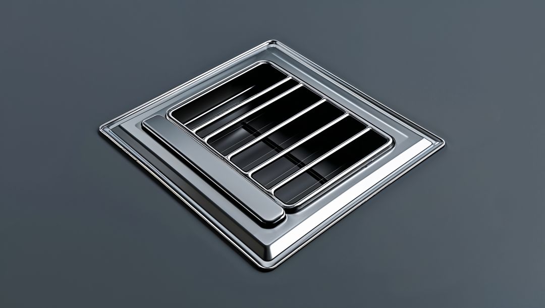 Shiny Chrome Vent Cover on Gray Surface