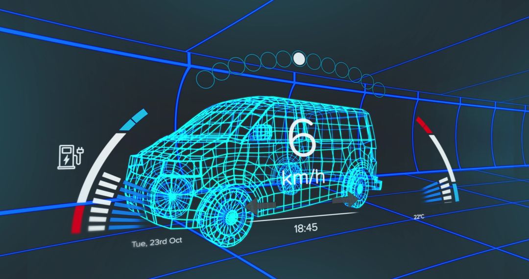 Futuristic Car Interface with Speed and Fuel Technology