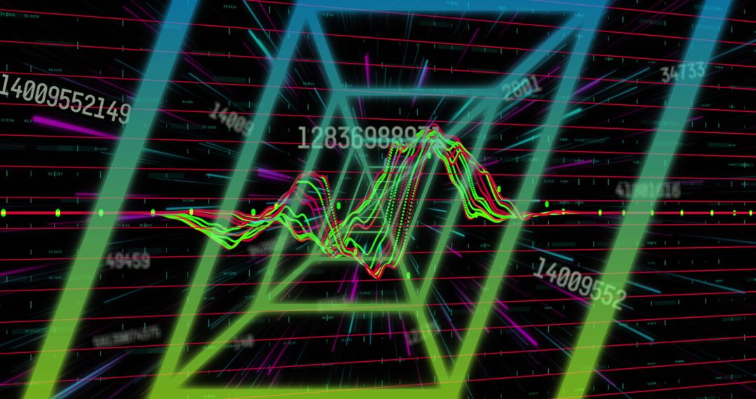 Neon Tunnel Immersive Data Processing Visualization