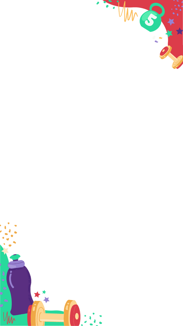 Dynamic Fitness Frame with Exercise Gear and Transparent Background