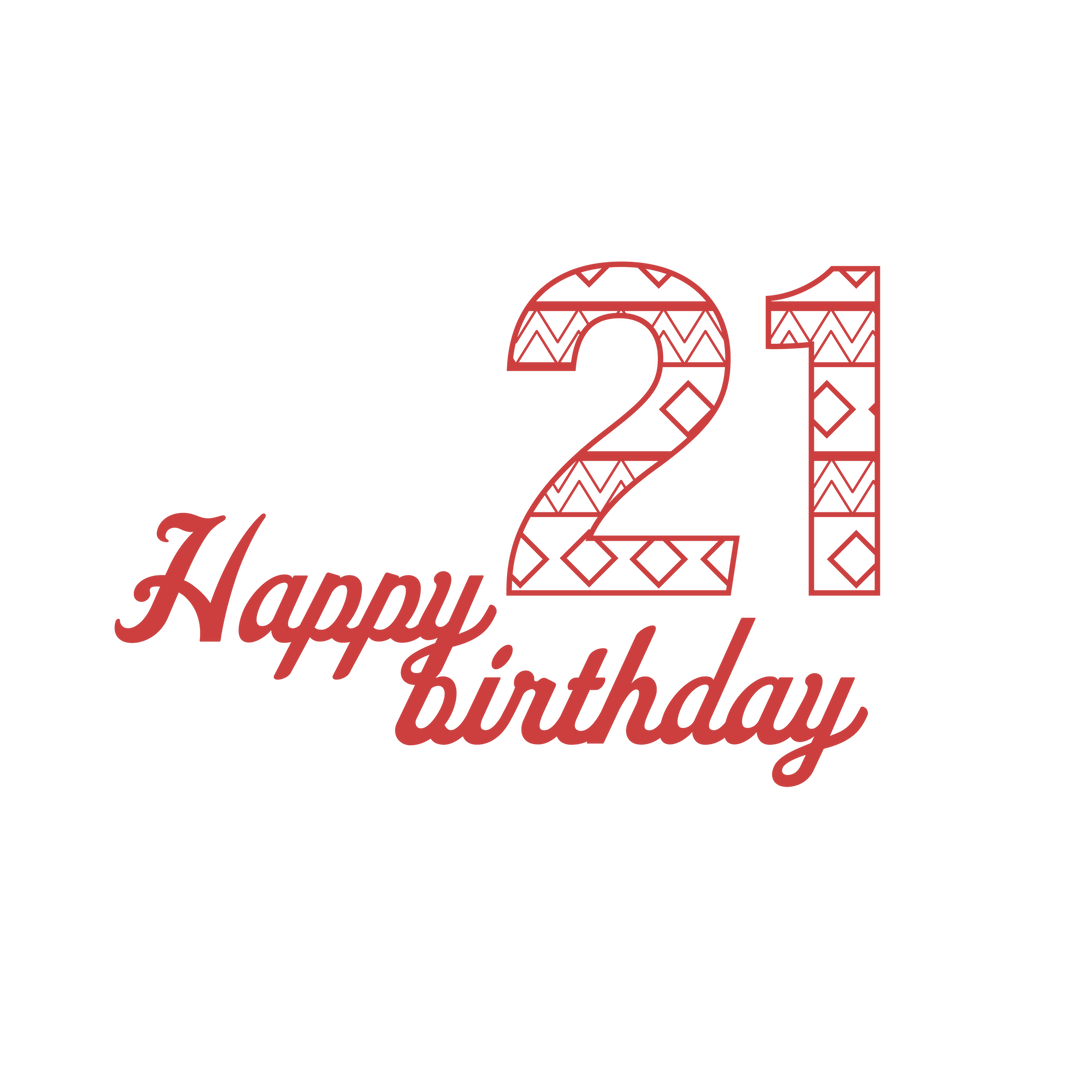 Happy 21st Birthday Decorative Red Text on Transparent Background - Download Free Stock Images Pikwizard.com