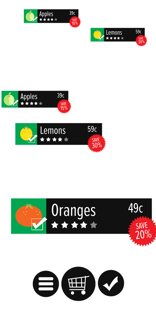 Transparent Digital Shopping Illustration with Discount Tags