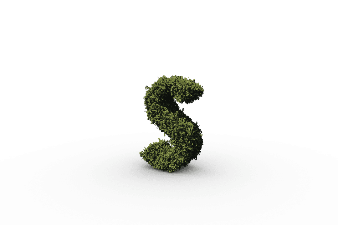 Transparent Leafy Texture of S Letter Design on Isolated Background