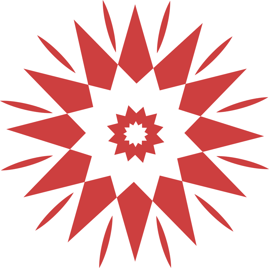 Abstract Red Starburst Shape on Transparent Background