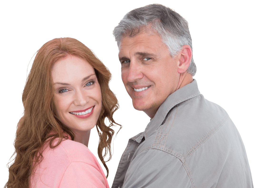 Casual Mature Couple Smiling on Transparent Background