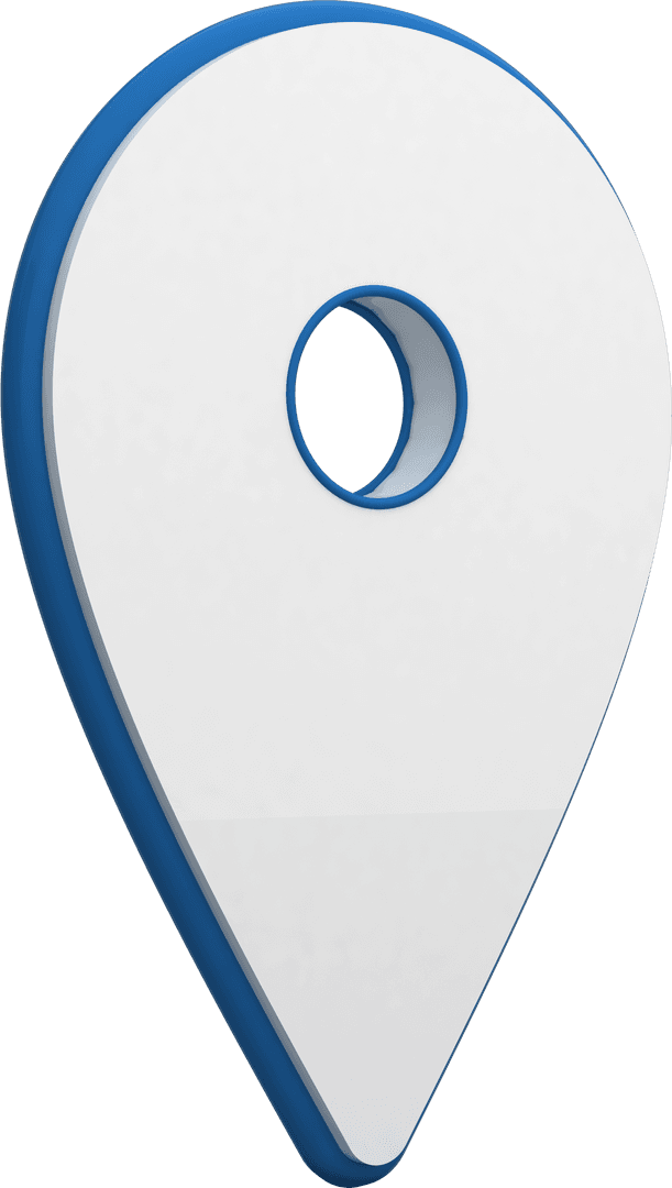 3D Transparent GPS Map Pin Icon With Blue Border