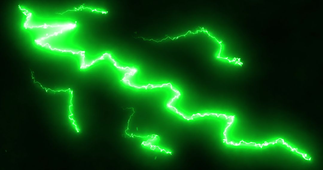 Dynamic Green Lightning Electric Energy Streak on Dark Background - Free Images, Stock Photos and Pictures on Pikwizard.com