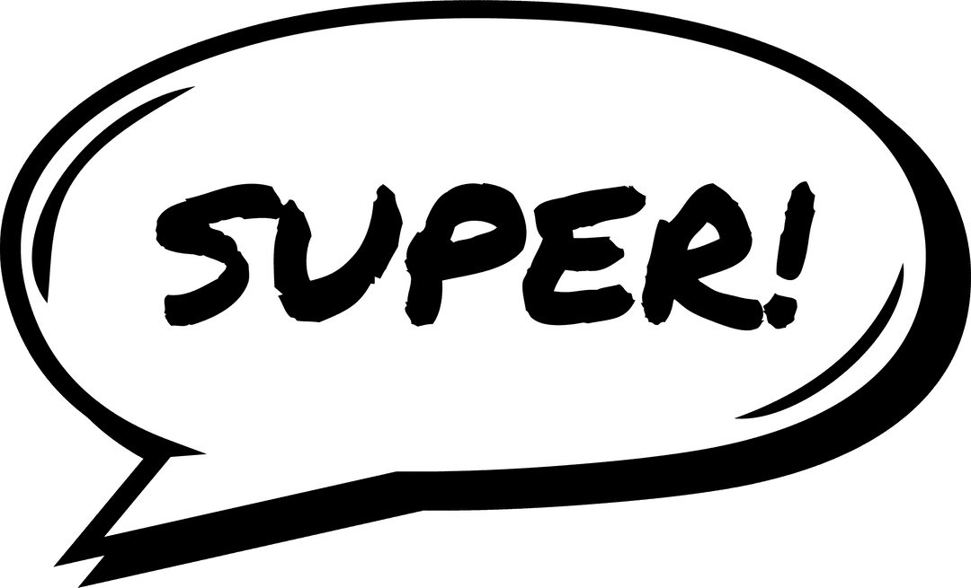 Comic Style Speech Bubble with Brush Script SUPER on Transparent Background