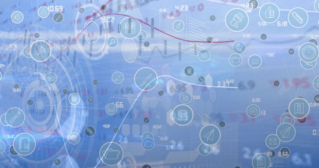 Digital Interface Concept with Global Connection Icons Overlay