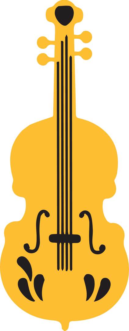 Minimalistic Golden Violin Clipart Over Transparent Background