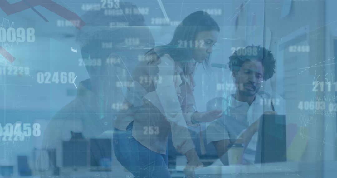 Diverse Colleagues Analyzing Data in Office Environment