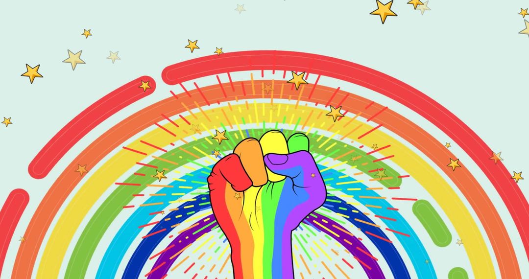 Rainbow Fist Symbolizing LGBTQIA Rights and Unity
