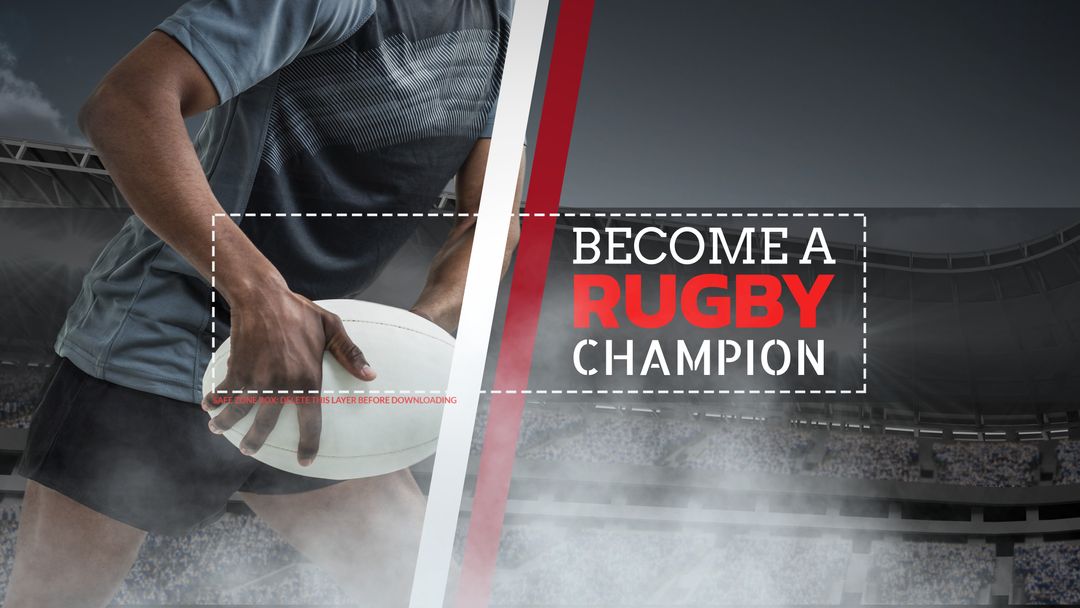 Rugby Player Holding Ball with Text Promoting Championship - Download Free Stock Templates Pikwizard.com