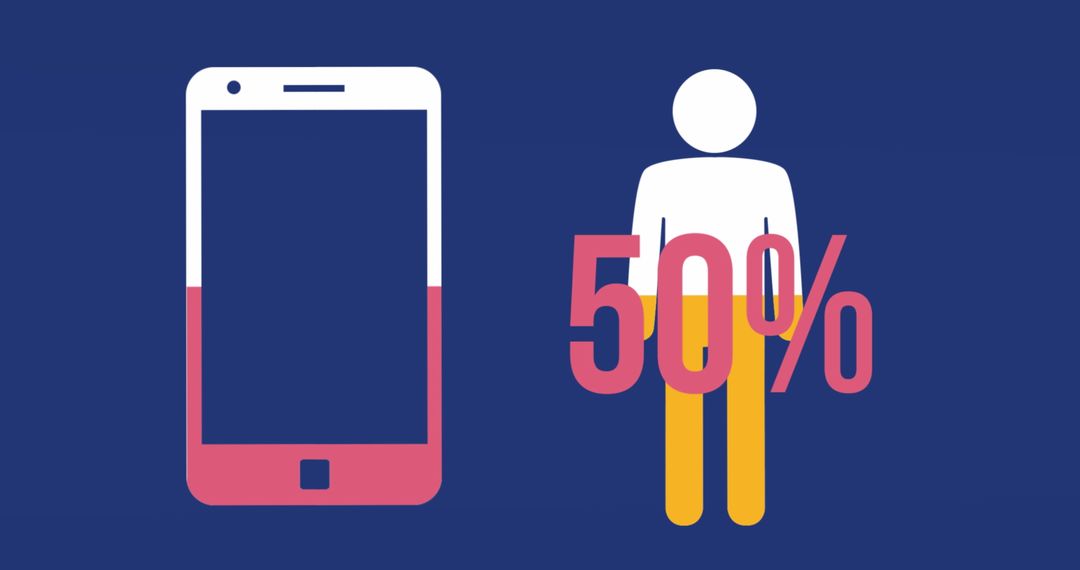 Smartphone and User Icon with Rising Percentage Graphic