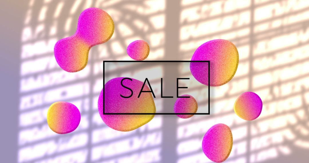 Vibrant Floating Shapes with Sale Text and Shadow Play