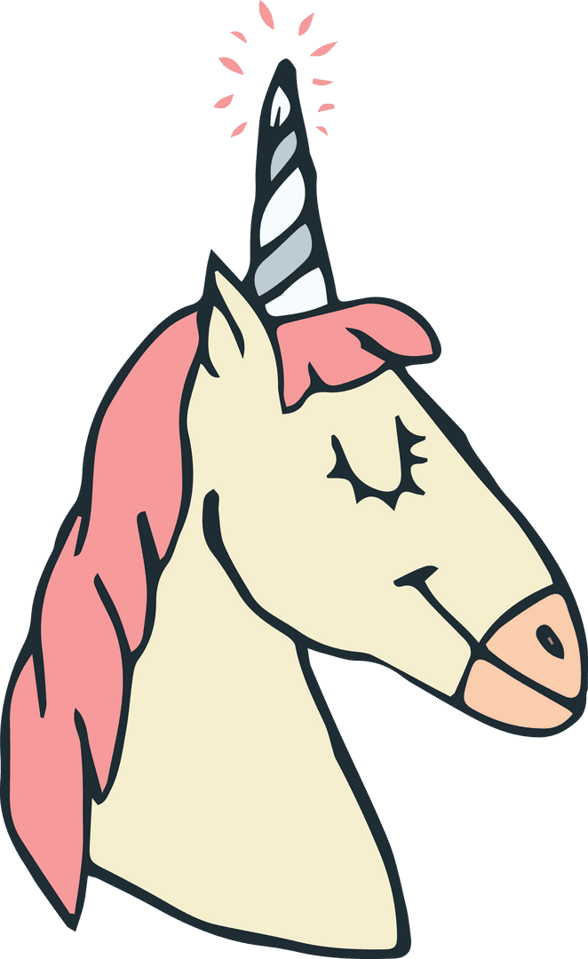 Whimsical Unicorn Portrait on Transparent Background