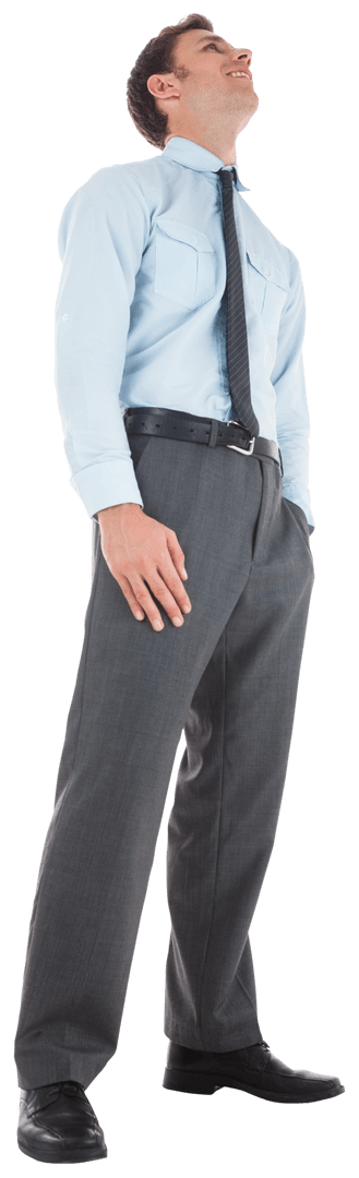 Transparent Man Standing Confidently in Formal Attire