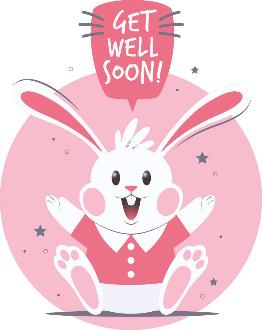 Cheerful Bunny Offering Get Well Soon Wishes on Transparent Background