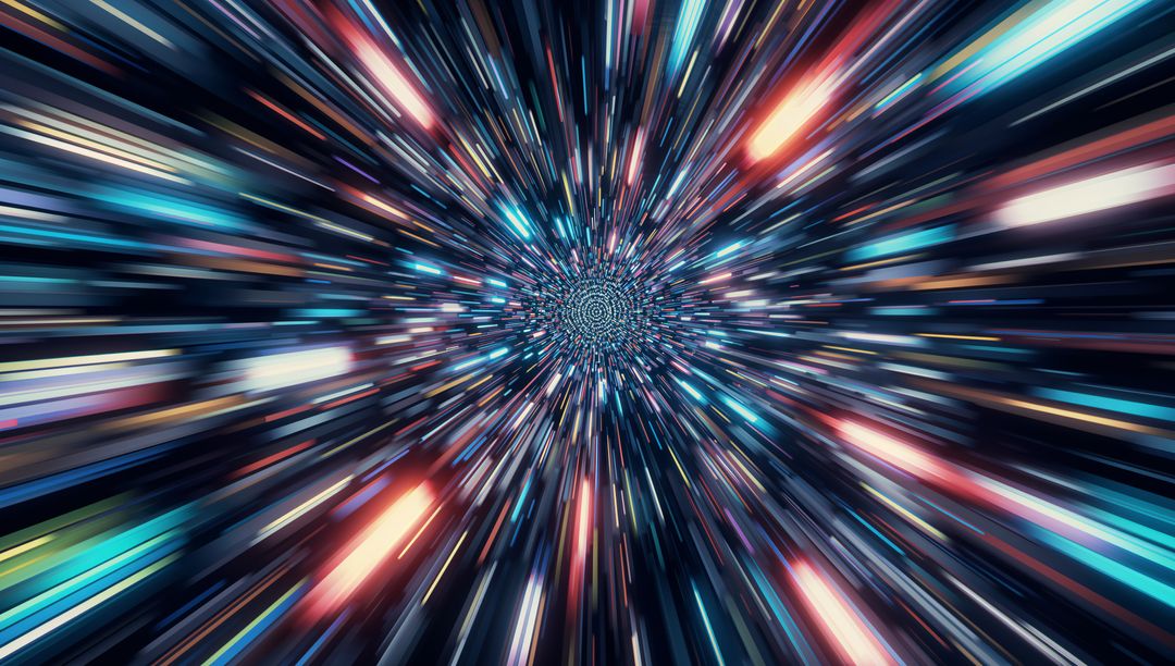 Hyperspace Corridor with Racing Multicolored Light Streaks