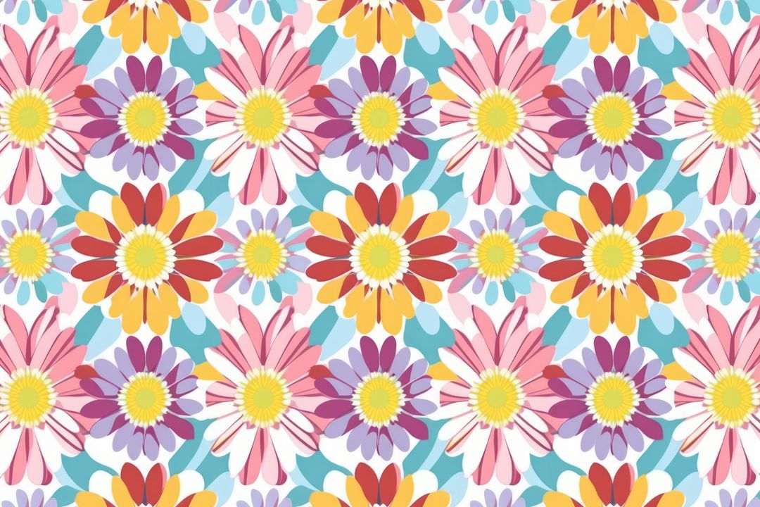 Seamless Floral Pattern with Colorful Abstract Flowers - Free Images, Stock Photos and Pictures on Pikwizard.com