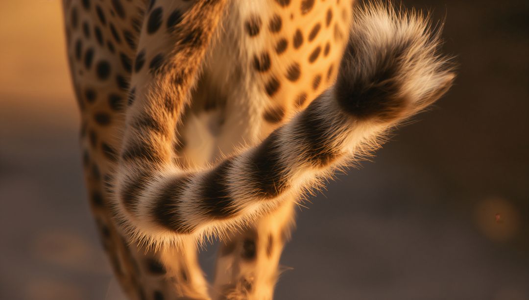 Cheetah Tail and Hindquarters Close-Up with Spotted Fur
