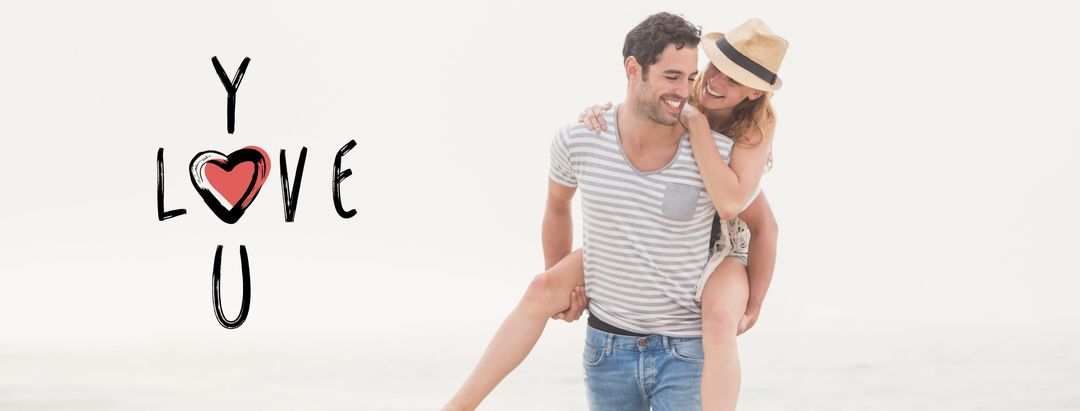 Happy Couple Expressing Love at Beachside