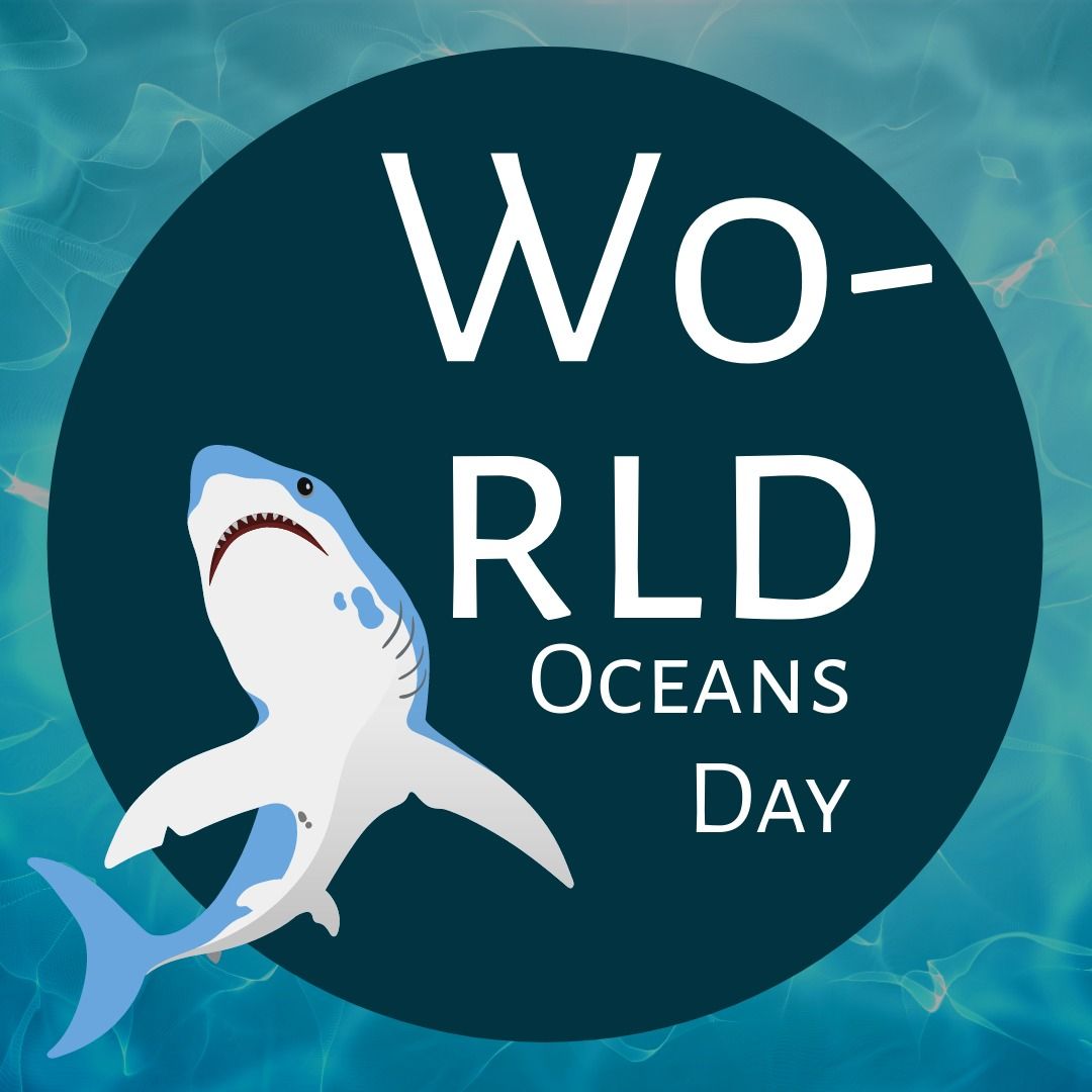 World Oceans Day Digital Banner with Shark Symbol and Blue Water Background - Download Free Stock Templates Pikwizard.com