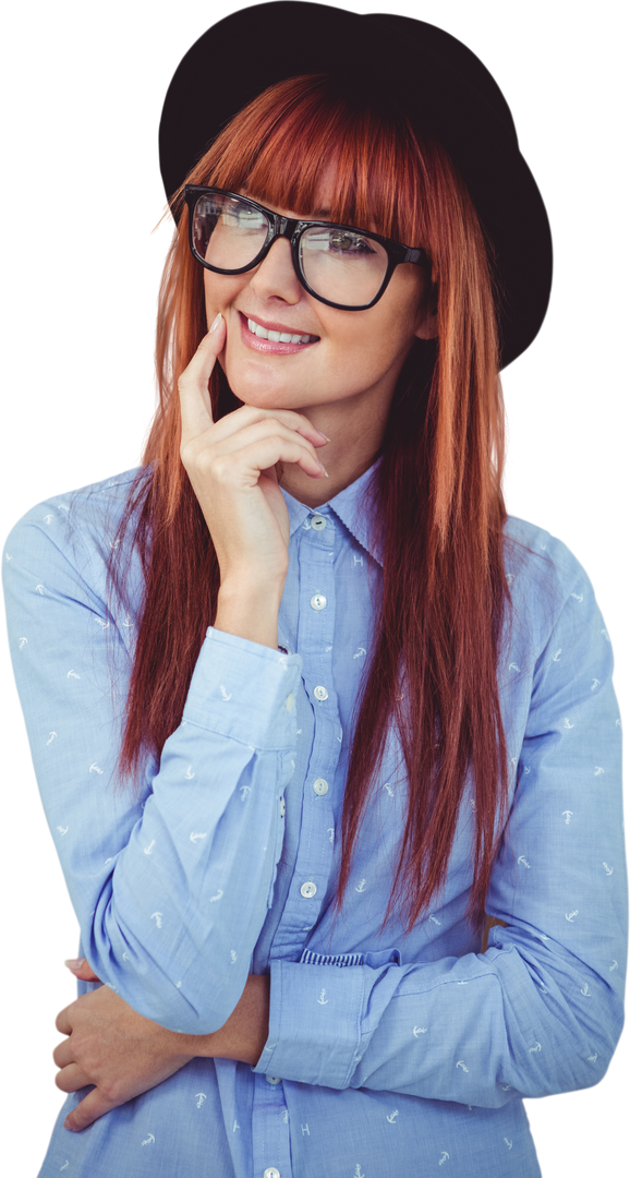 Smiling Transparent Hipster Woman with Glasses and Hat Removing Background - Download Free Stock Images Pikwizard.com