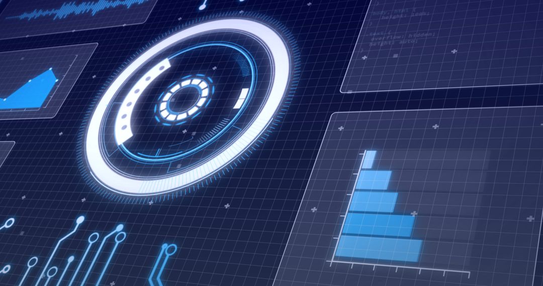 Futuristic Data Analytics Dashboard Display