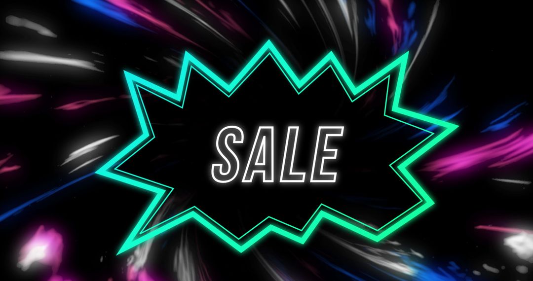 Dynamic Neon Sale Icon with Abstract Light Effects