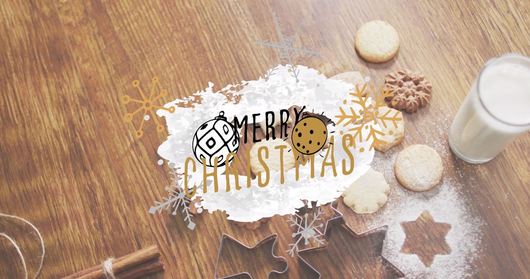 Merry christmas over rustic cookie bakings