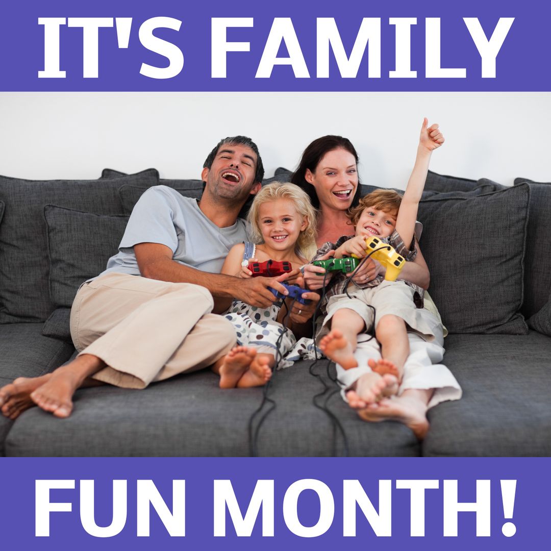 Family Celebrating Togetherness with Video Games at Home