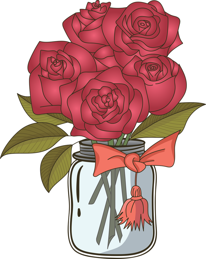 Red Roses Bouquet in Mason Jar Transparent Background - Download Free Stock Images Pikwizard.com