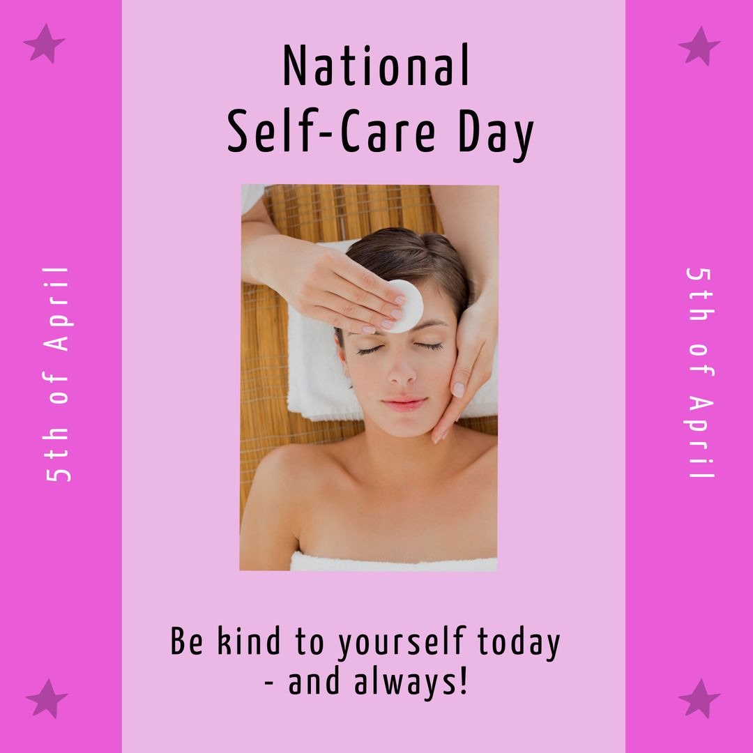 National Self-Care Day Poster with Woman Cleaning Face - Download Free Stock Templates Pikwizard.com