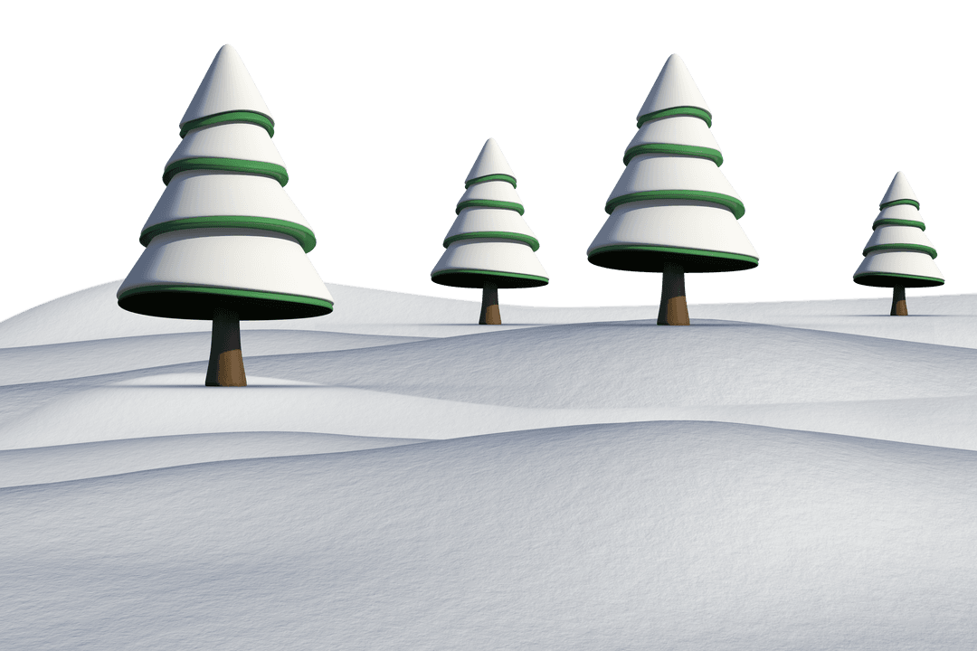 Transparent Snowy Landscape with Conical Fir Trees