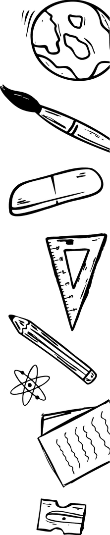 Minimal Outline Icons of School Supplies on Transparent Background