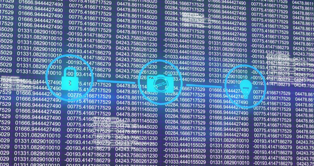 Abstract Digital Flowchart with Holographic Interface Icons